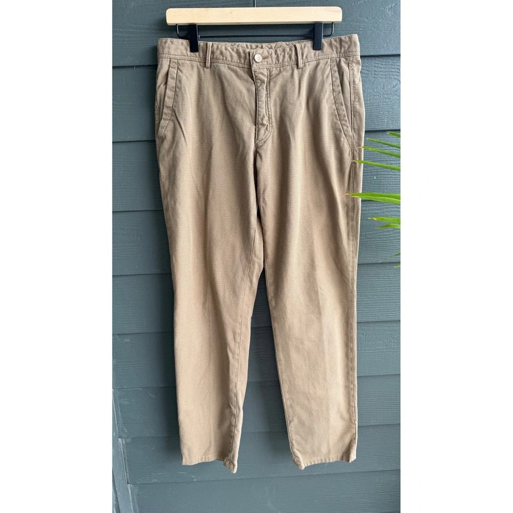 Massimo Dutti Casual Fit Textured Cotton Blend Chino Pants Tan 32x30 - Picture 2 of 15